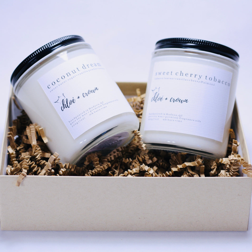 scented soy candles jars | 7oz candle gift set | chloe and crown