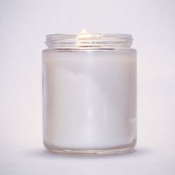scented soy candle in medium jar with wooden wick | chloe and crown 